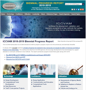 Screenshot of home page of ICCVAM 2018-2019 Biennial Report