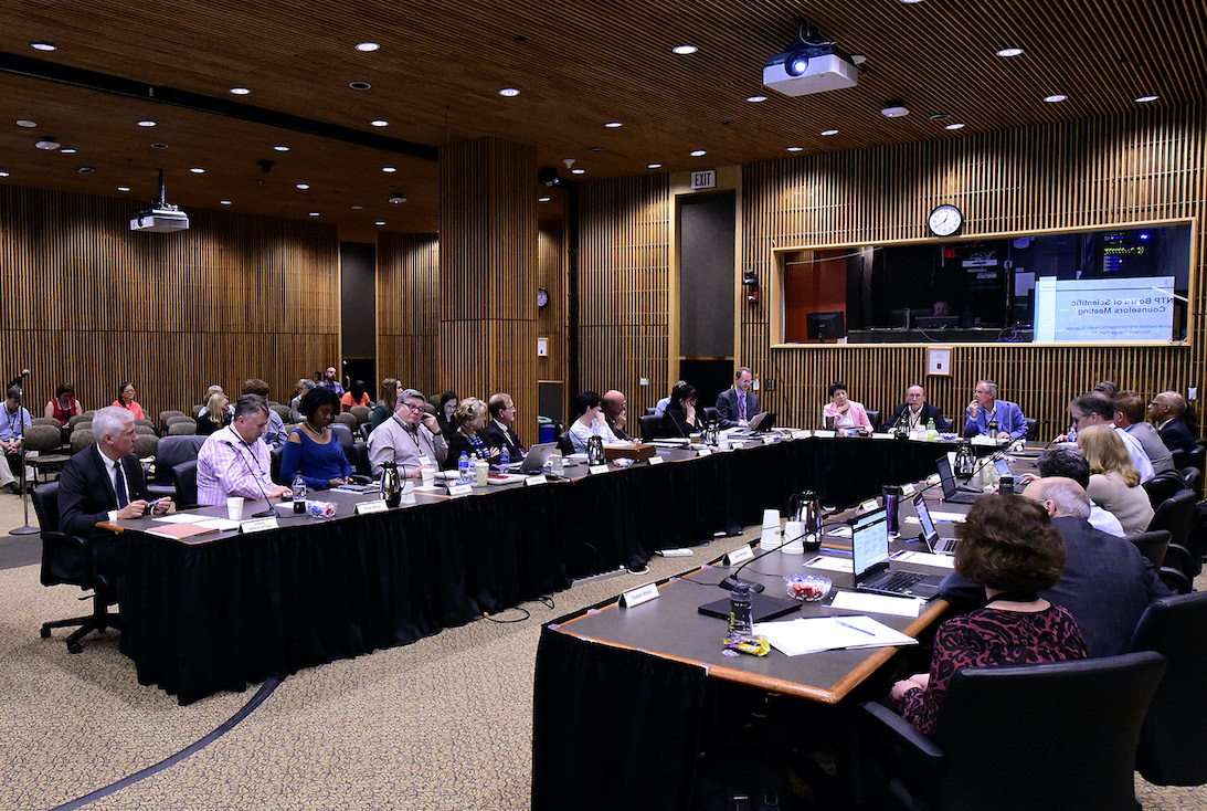 Attendees of a NTP meeting held in rodbell auditorium