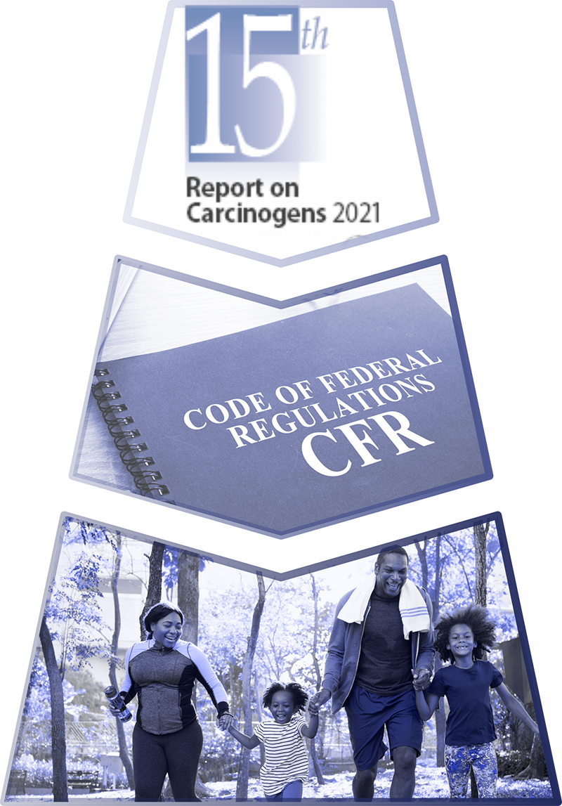 Flow graphic demonstrating the impact of the Report on Carcinogens
