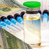 Money bill and vaccine vial