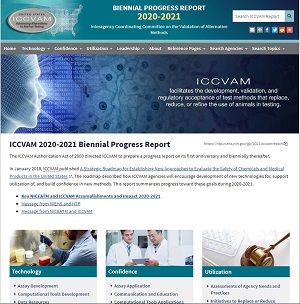 Screenshot of home page: ICCVAM Biennial Report 2020-2021