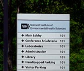 Directions sign on NIEHS main campus