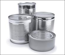 Various sizes of metal food container cans