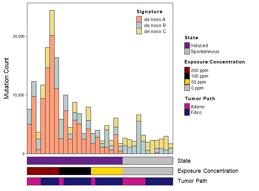 Figure E-9. Mutation Burden of Mammary Tumors in Sprague Dawley Rats Arising Spontaneously or Following Chronic (Two-year) Inhalation Exposure to α-Pinene